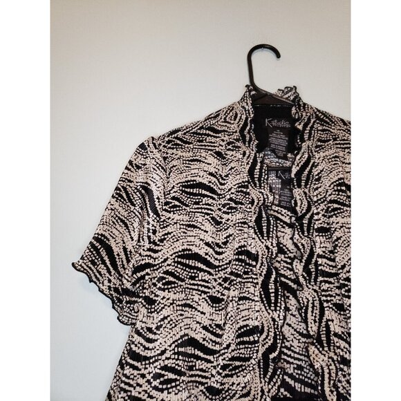 K Studio Collection Women Sz 12 Two Piece Outfit Set Dress Shrug Midi Black Tan - Picture 4 of 6